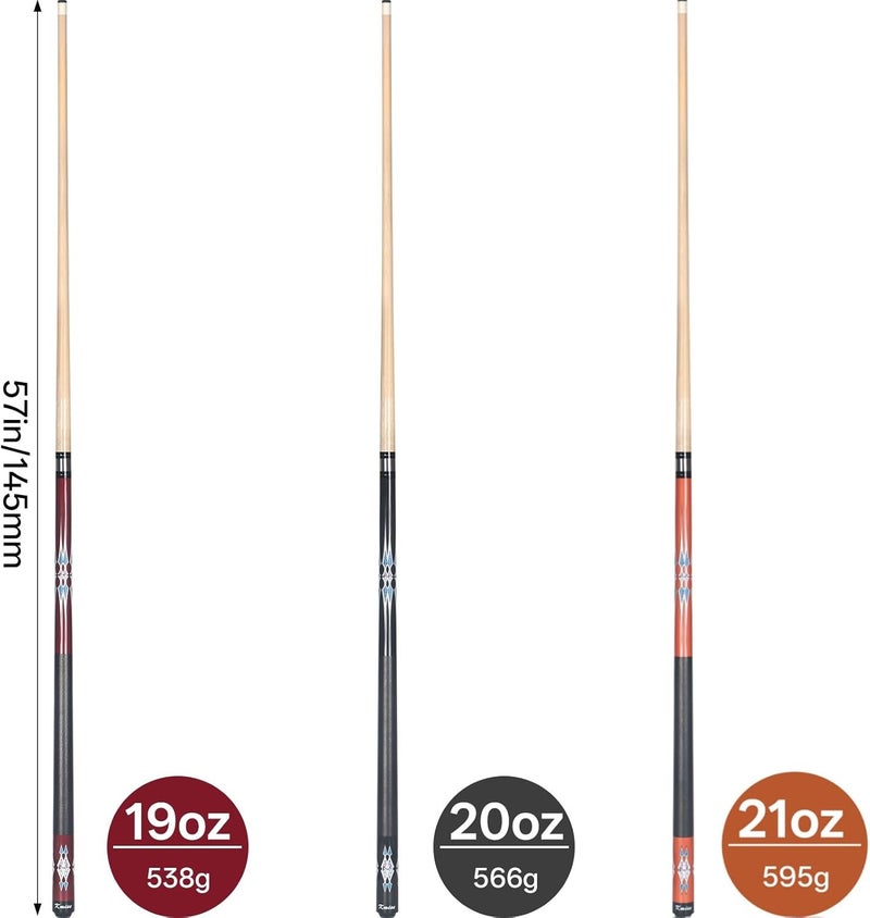 Kmise Pool Cue Stick Set - 58 Inch Pool Cues, 18~21Oz Canadian Maple Professional Billiard Cues Sticks, Pool Sticks for Adults, Multiple Colors, Pool Stick for Bar House Pool Tables Sports - Image 2